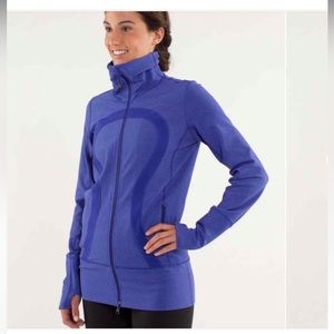 - Lululemon Pigment Blue Tonka Stripe In Stride Luon Full Zip Jacket.